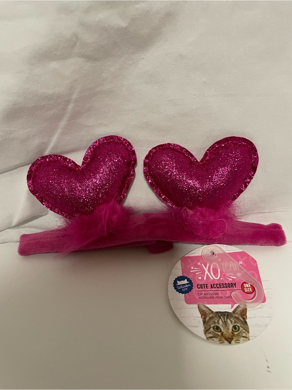 Cute Pink Glitter Heart for CATS head topper